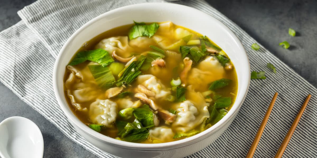 Homemade Asian Chicken Wonton Soup