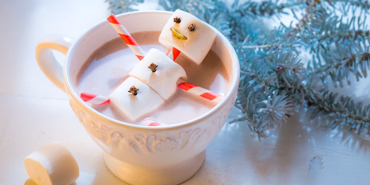 Snowman for Christmas in hot chocolate