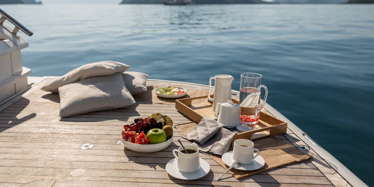 Breakfast on Motor Yacht